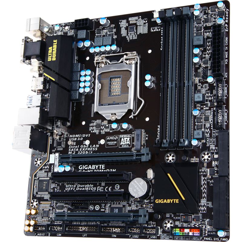 Gigabyte GA-H170M-D3H Intel H170 So.1151 Dual Channel DDR4 mATX Retail ...