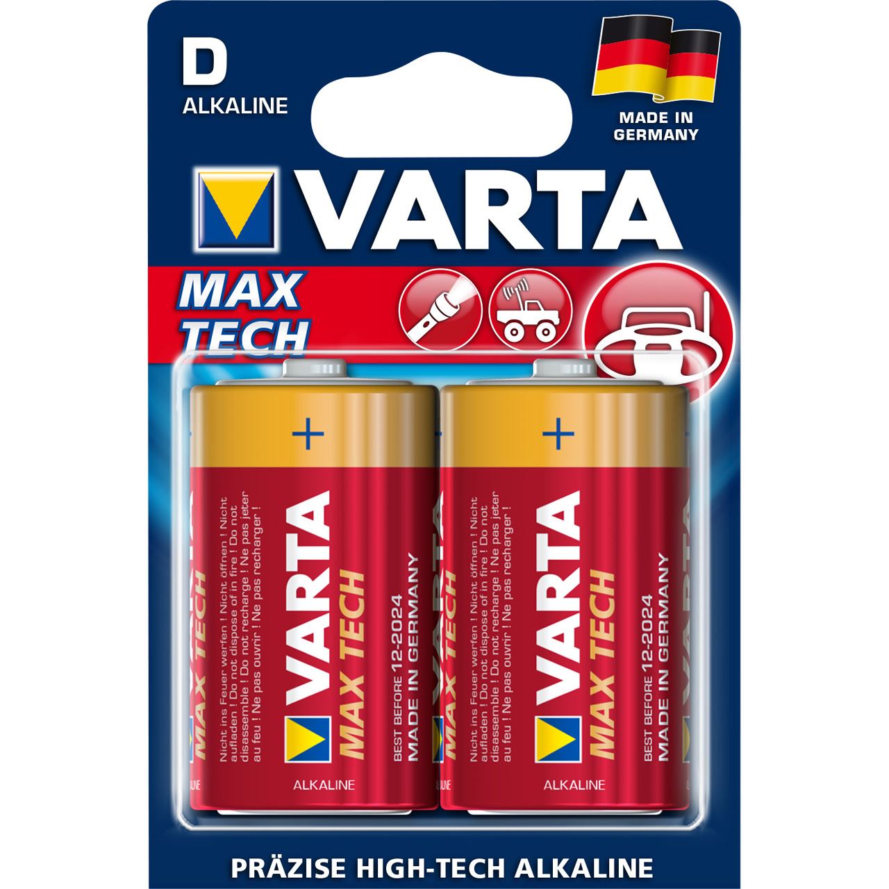 Varta Max Tech LR20 Alkaline D Mono Batterie 1.5 V 2er Pack Batterien Mindfactory.de