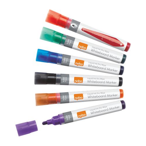 nobo Liquid Ink WhiteboardMarker Rundspitze, 6er Set Whiteboard