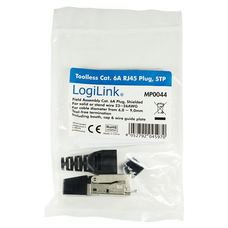 LogiLink RJ45-Steckverbinder Kat.6A, T568A, geschirmt - Stecker  