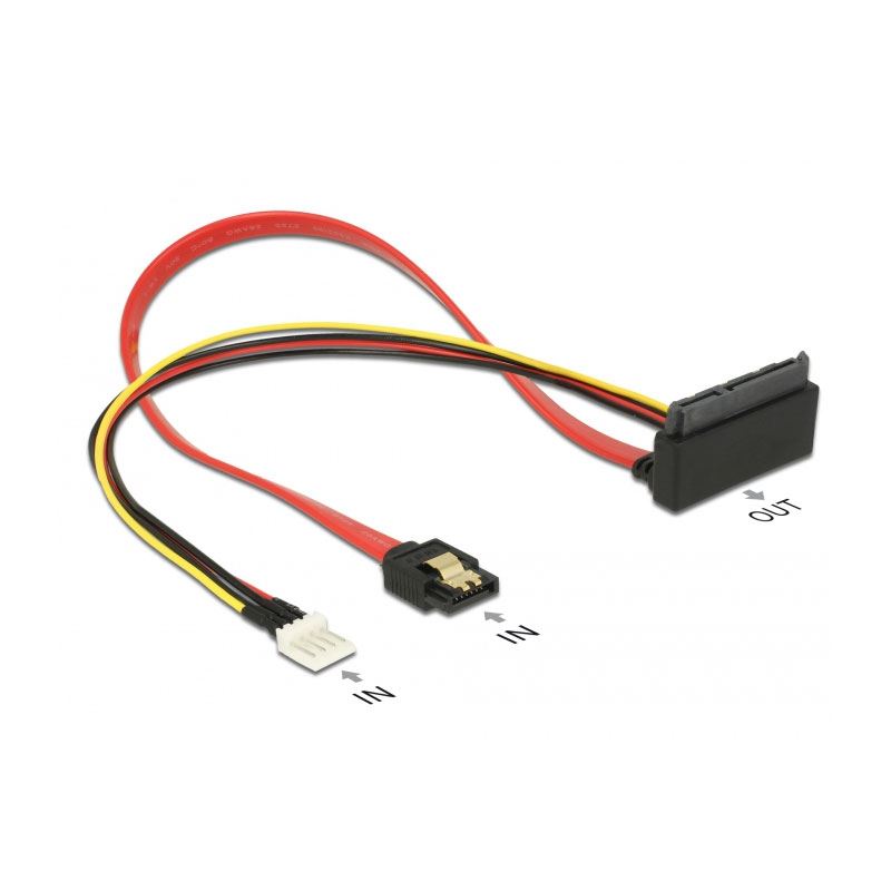 0.30m Delock SATA 6Gb/s Anschlusskabel SATA Buchse + Floppy 4pin Strom ...