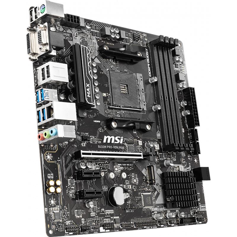 MSI B450M Pro-VDH Max AMD B450 So.AM4 Dual Channel DDR4 mATX, Bulk ...