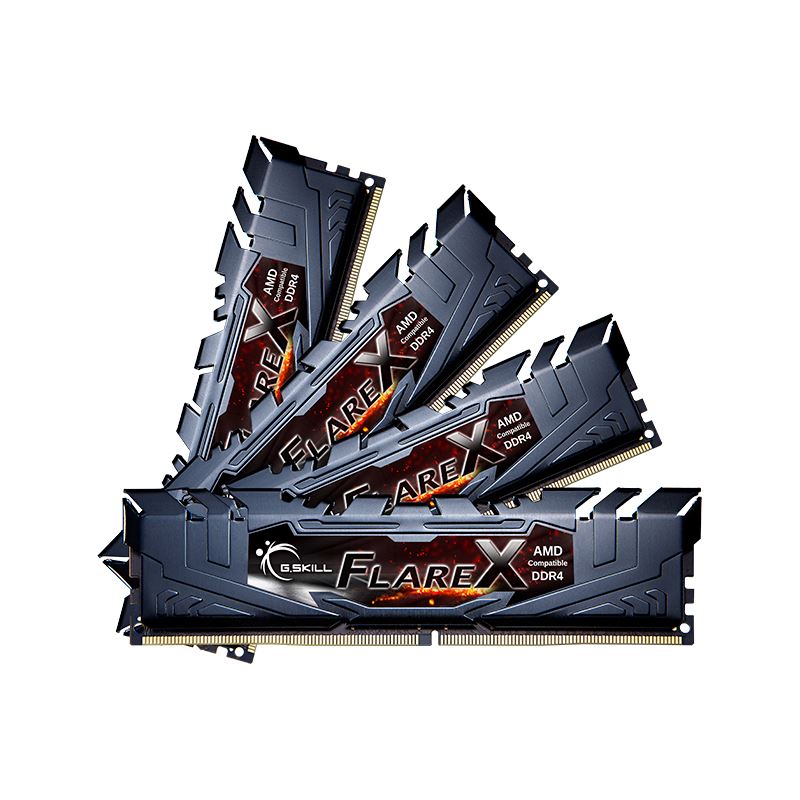 G Skill Flare X Schwarz Dimm Kit 16gb Ddr4 3200 64GB G.Skill Flare X schwarz DDR4-3200 DIMM CL16 Quad Kit - DDR4-3200