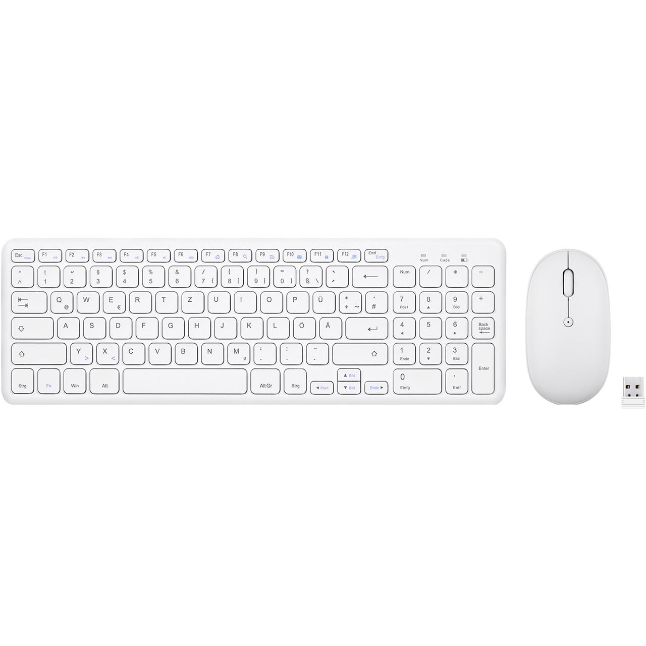 Perixx Periduo613 W, DE, Tastatur und MausSet, kabellos, kompakt, weiss Kombo kabellos
