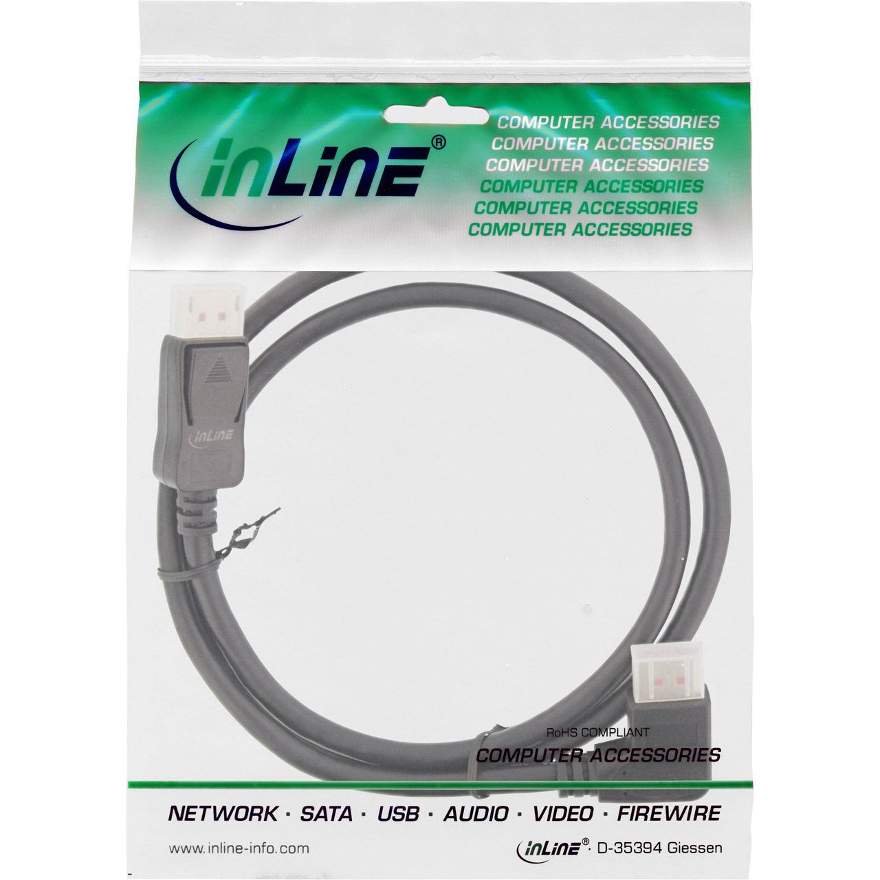 €2,78*/1m) 5.00m InLine Displayport 1.4 Anschlusskabel gewinkelt 