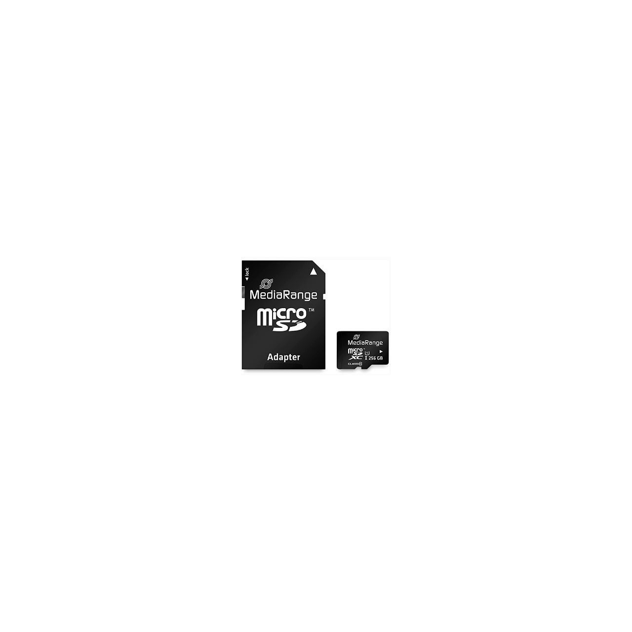 256GB MediaRange MICRO SDXC KARTE MR946 UHS1 Klasse 10 mit Adapter