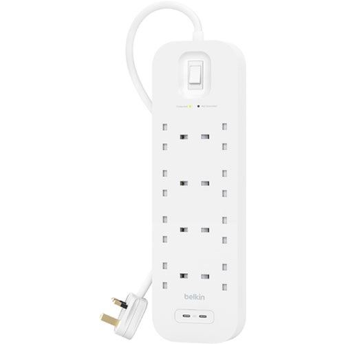BELKIN POWER STRIP WITH OVERVOLTAGE PROTECTION 8 SOCKETS WITH 2 X US
