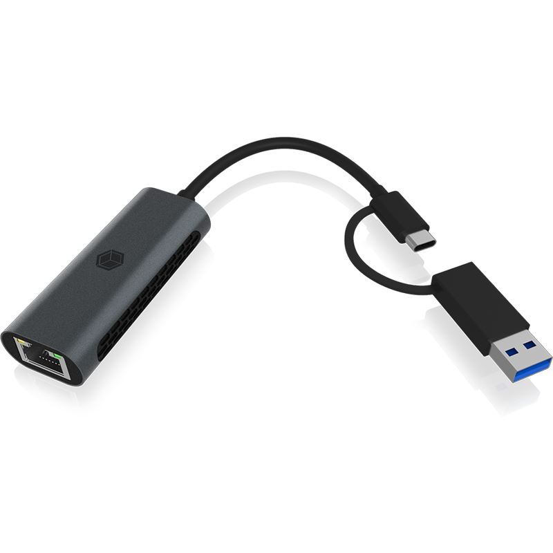 Adapter Icy Box Adapter USB3.2 Gen1 Type-A, Type-C 2.5GB Ethernet LAN ...