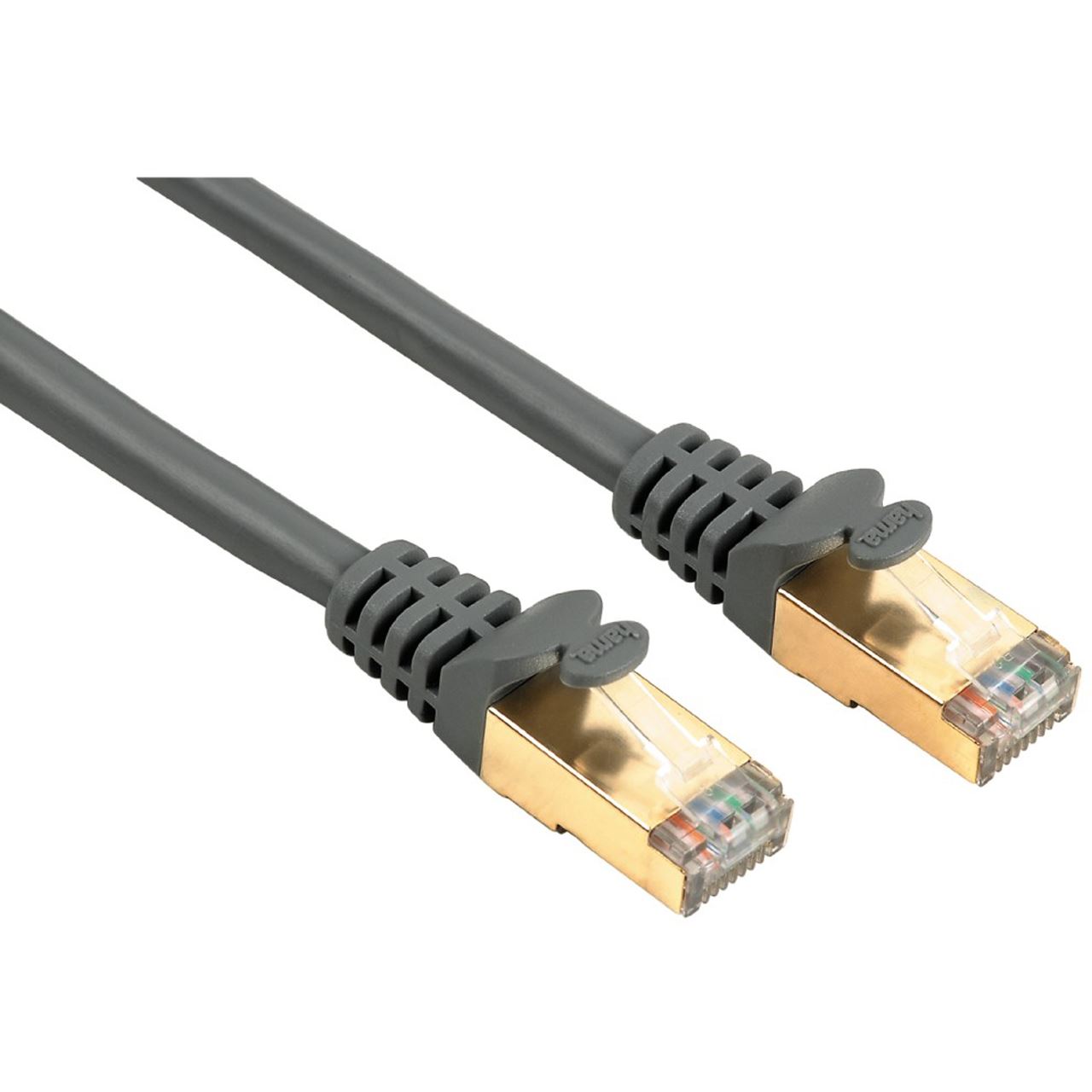 7.50m Hama Cat. 5e Patchkabel S/UTP RJ45 Stecker auf RJ45 Stecker Grau vergoldet Cat. 5e FTP