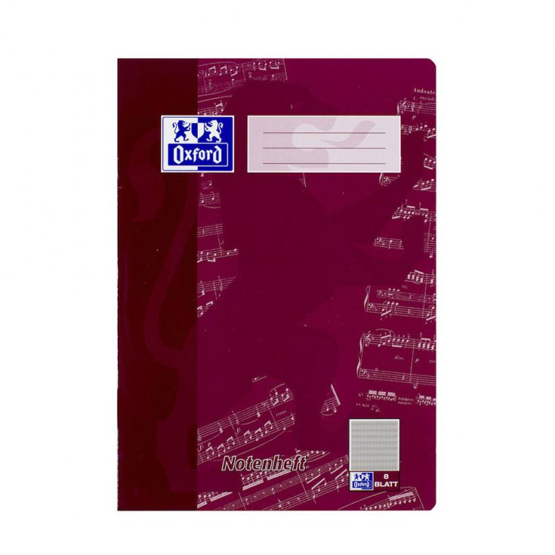 OXFORD Notenheft Lineatur 14 Notenlineatur mit Hilfslinien DIN A4 ohne Rand, 8 Blatt