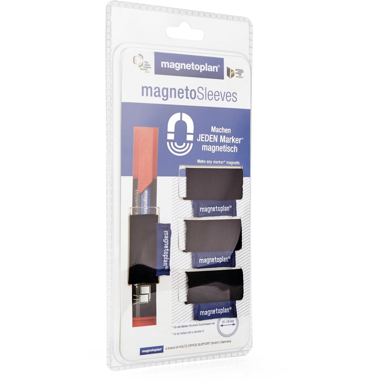 magnetoplan magnetischer Stiftehalter magnetoSleeves schwarz Filz 3,0 x 4,6 x 0,2 cm