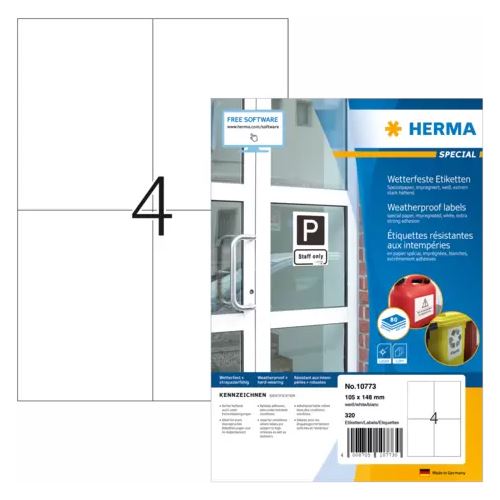 HERMA 320 wetterfeste Etiketten weiß 105,0 x 148,0 mm