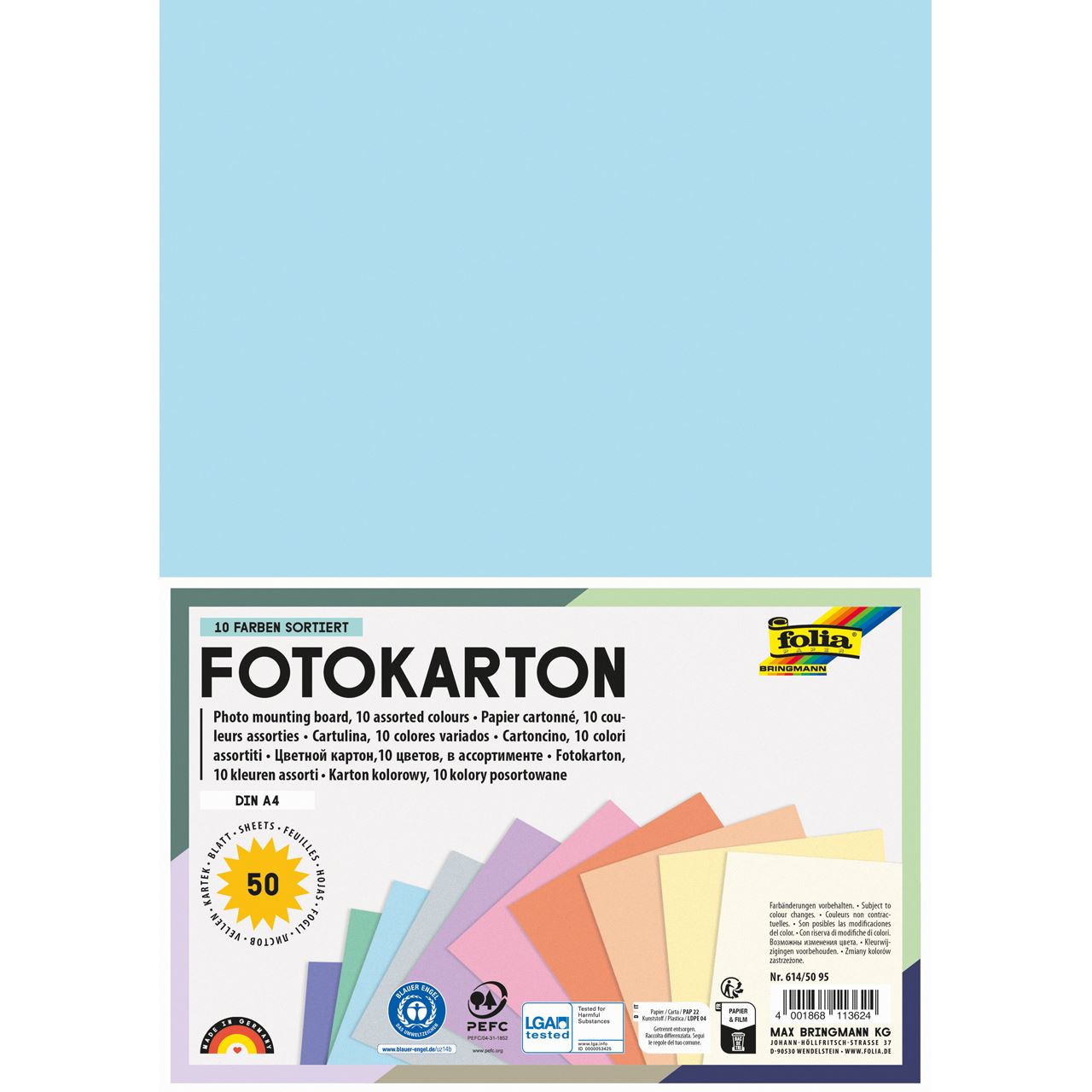 folia Fotokarton Pastell farbsortiert 300 g/qm 50 Blatt