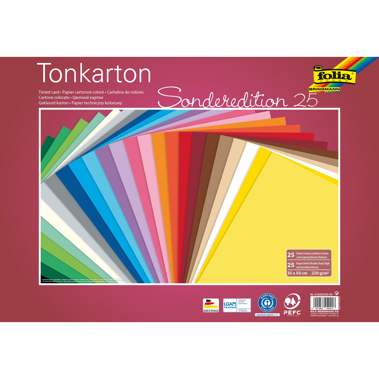 folia Fotokarton Sonderedition 25 farbsortiert 220 g/qm 25 St.