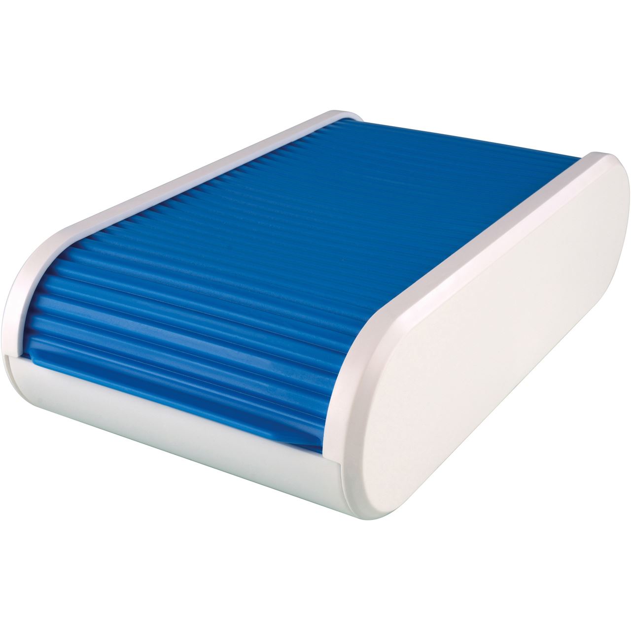 helit Visitenkartenbox weiß/hellblau, für bis zu 300 Visitenkarten