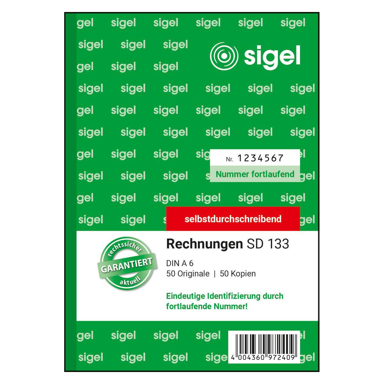 SIGEL Rechnung mit fortlaufenden Nummern Formularbuch SD133