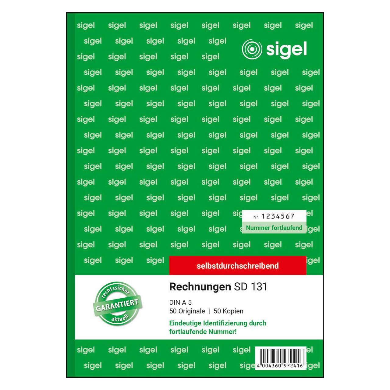 SIGEL Rechnung mit fortlaufenden Nummern Formularbuch SD131