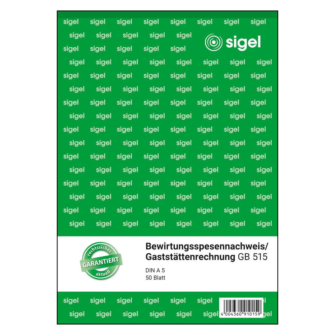 SIGEL Bewirtungskostenbeleg Formularbuch GB515