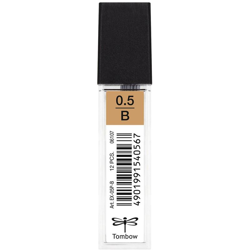Tombow Feinminen-Bleistiftminen schwarz B 0,5 mm, 12 St.