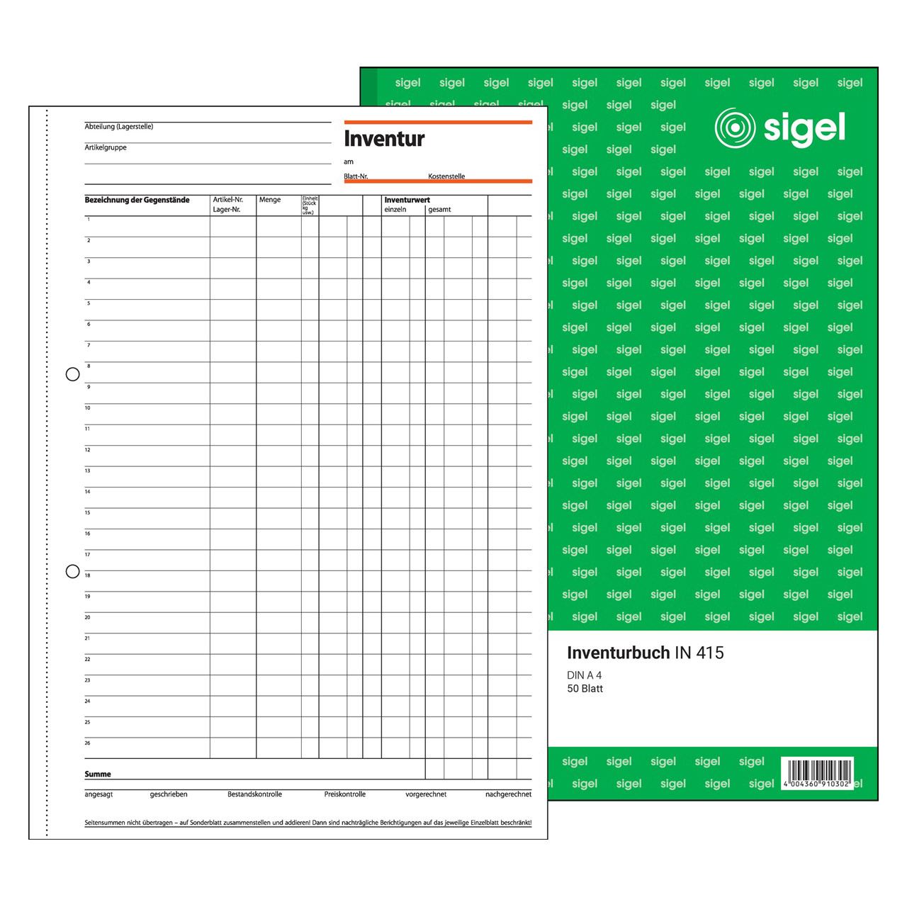 SIGEL Inventurbuch IN415