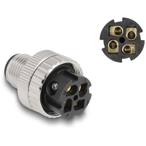 Delock M12 Steckverbinder A-kodiert 4 Pin Stecker zur Montage mit ...
