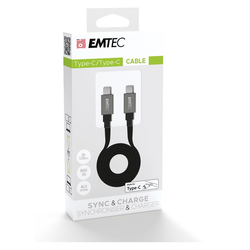 1.20m EMTEC USB-C Anschlusskabel USB C Stecker auf USB C Stecker ...