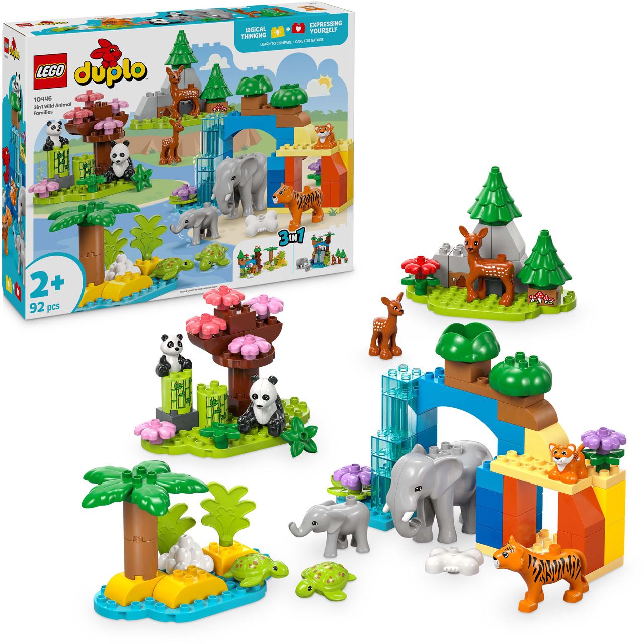 LEGO DUPLO 10446 Town Wildtier-Familien 3-in-1-Set, Lernspielzeug
