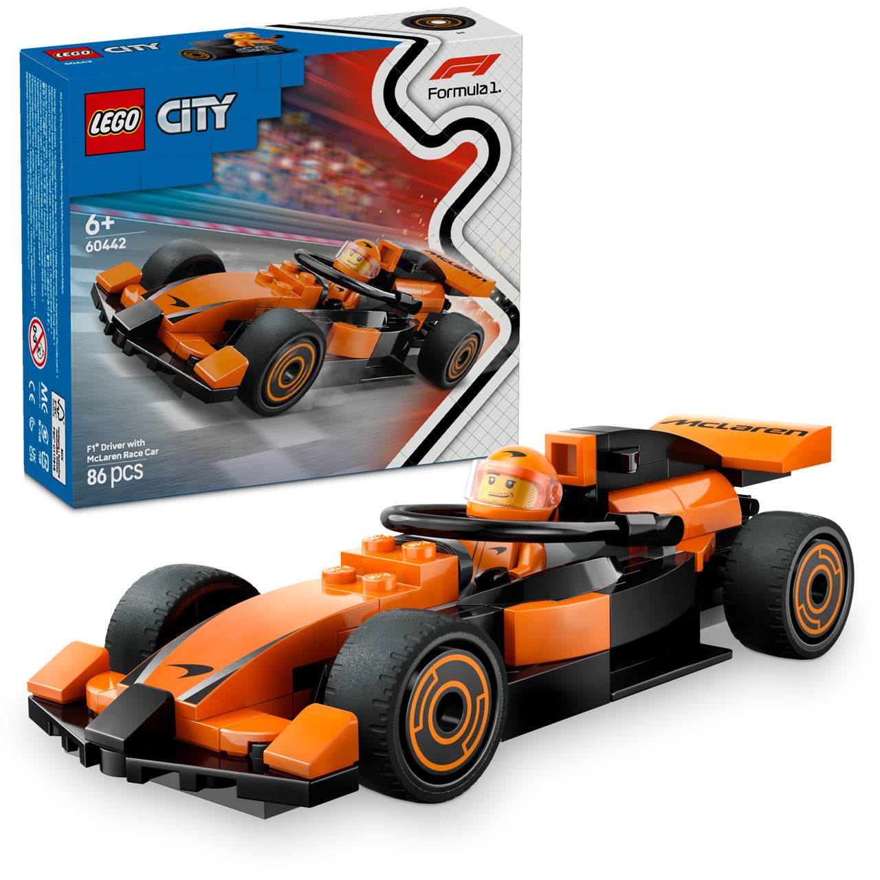 LEGO City 60442 F1 Rennfahrer mit McLaren Rennauto - Formel 1 Modell