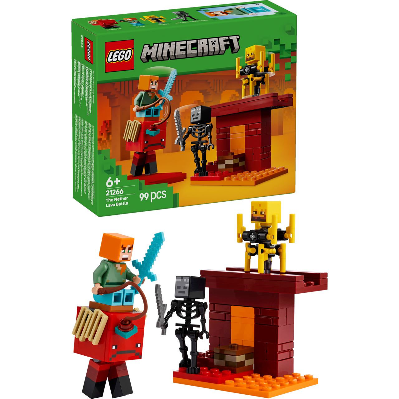 LEGO Minecraft 21266 Das Lava-Duell im Nether, Spielzeug zum Videospiel