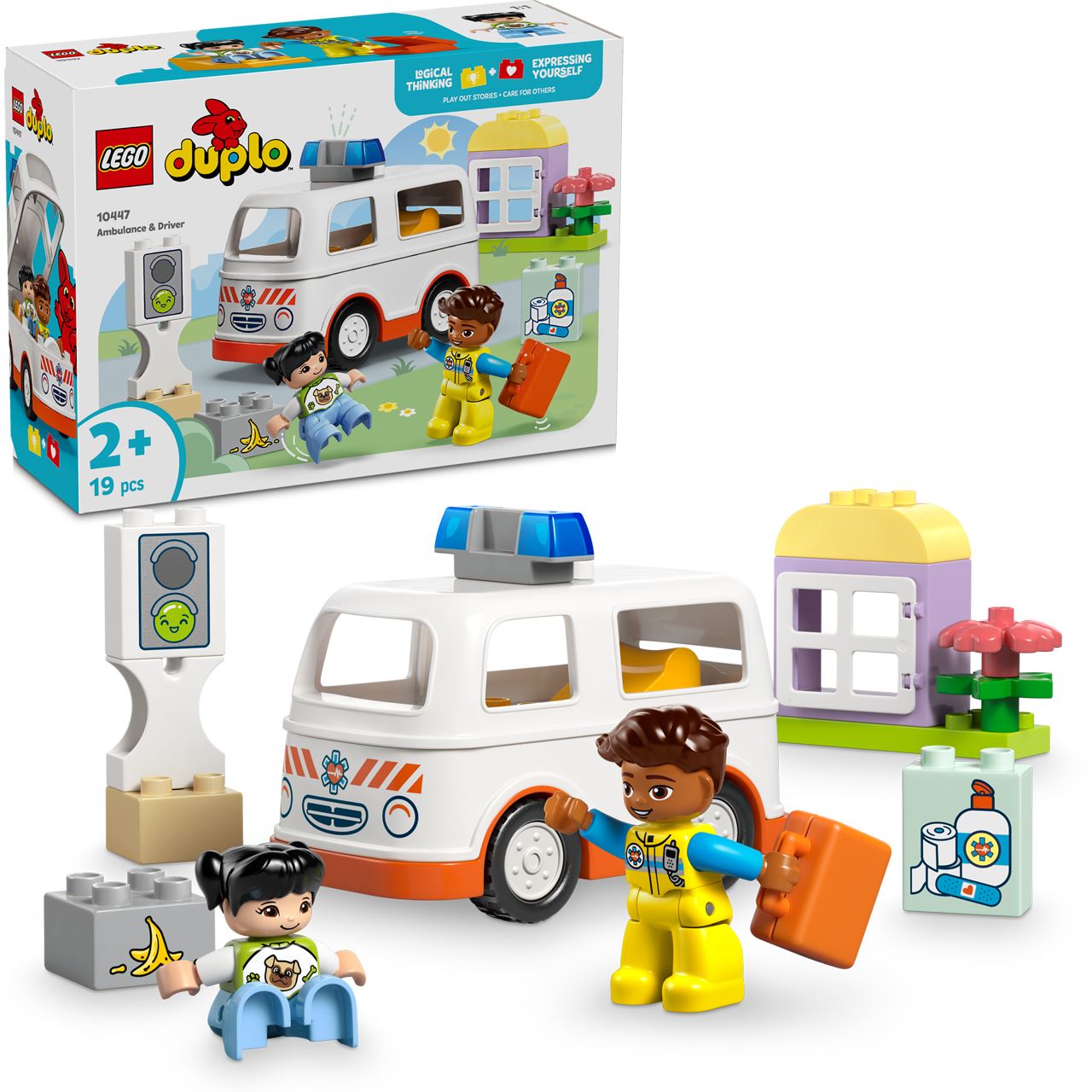 LEGO DUPLO 10447 Rettungswagen mit Fahrer, Lernspielzeug für Kleinkinder Image
