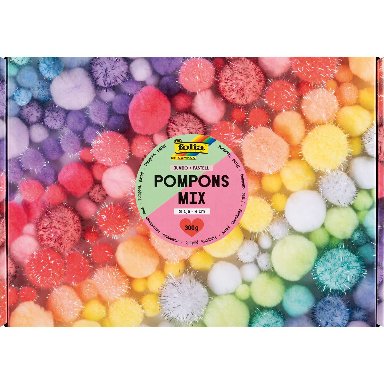 FOLIA Pompons 100 Stück mehrere Farben