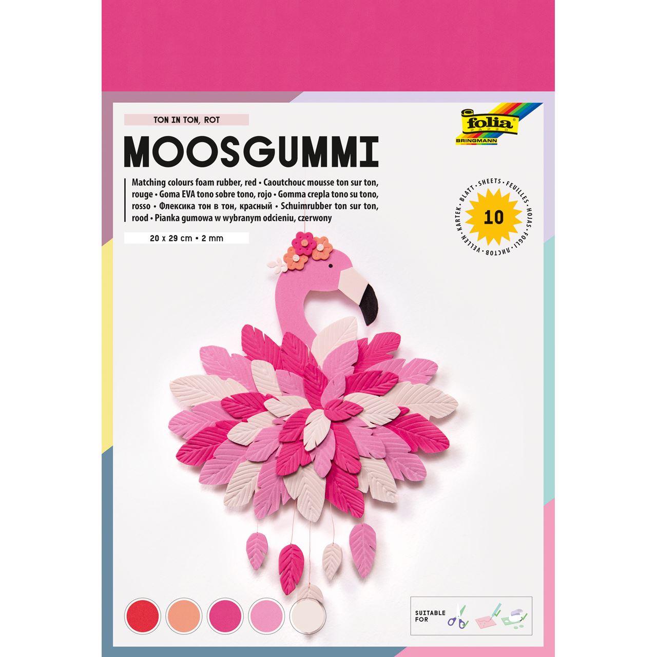 folia Moosgummi TON IN TON rot 10 Blatt