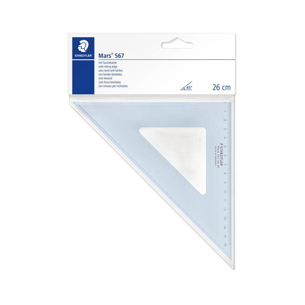 STAEDTLER Zeichendreieck 26cm 45/45 Gr. tr.bl