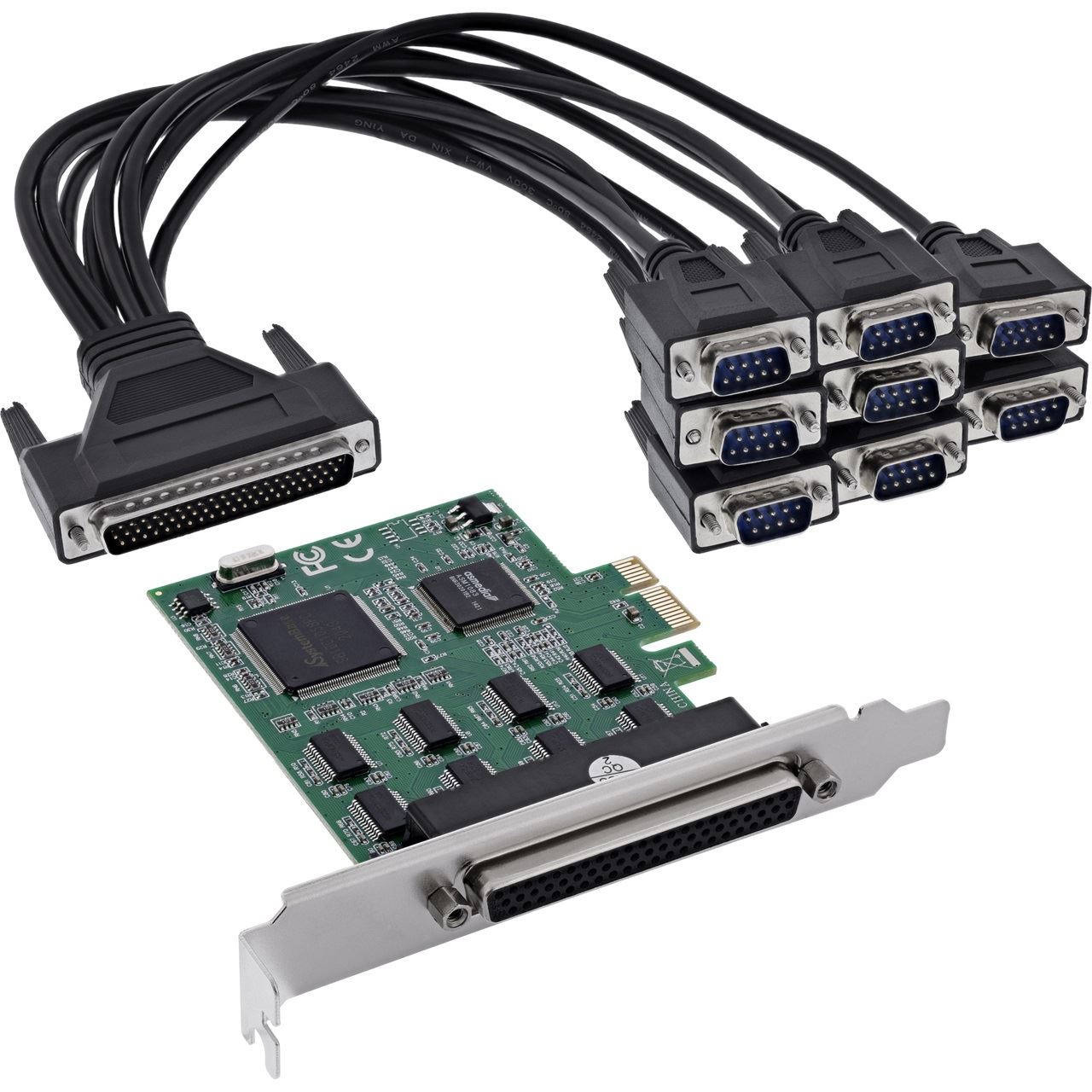 InLine Schnittstellenkarte, PCIe x1 zu 8x RS-232, D-Sub 9 Stecker ...