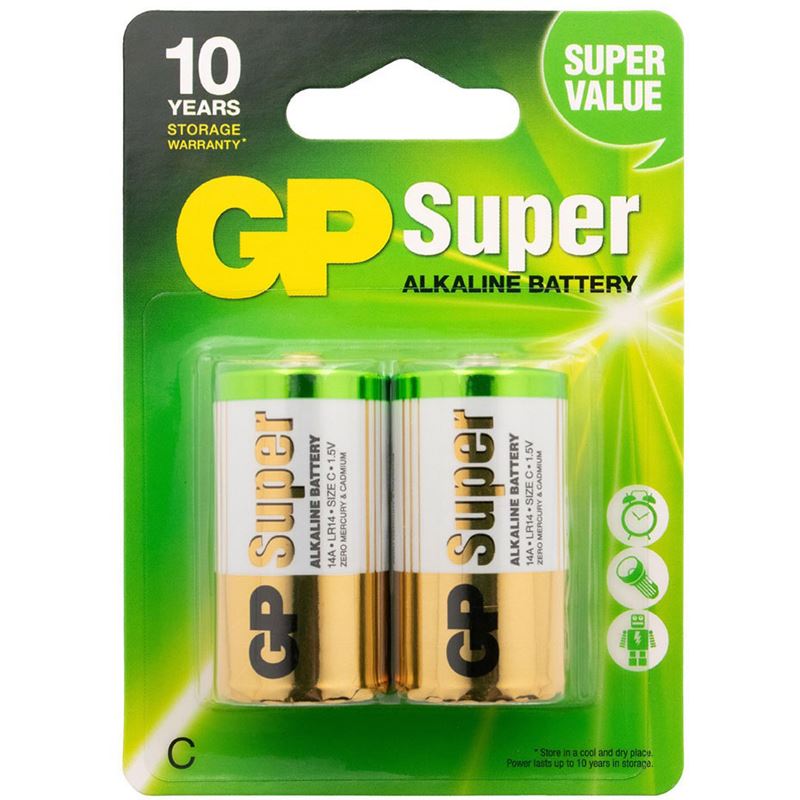 GP Batteries Super LR14 Alkaline C Baby Batterie 1.5 V 2er Pack