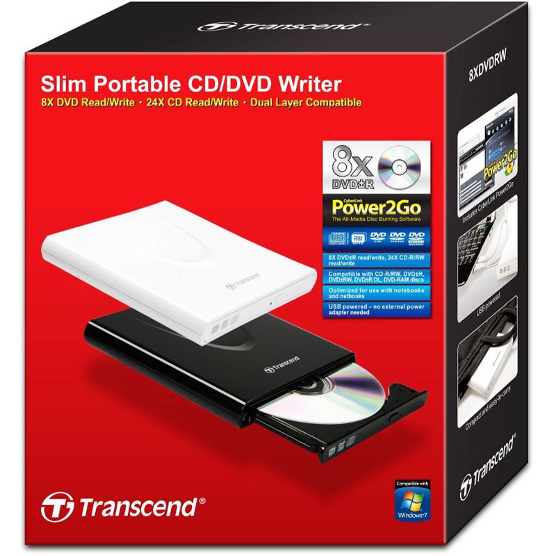 Transcend TS8XDVDRWK DVDWriter USB 2.0 extern schwarz Retail DVD