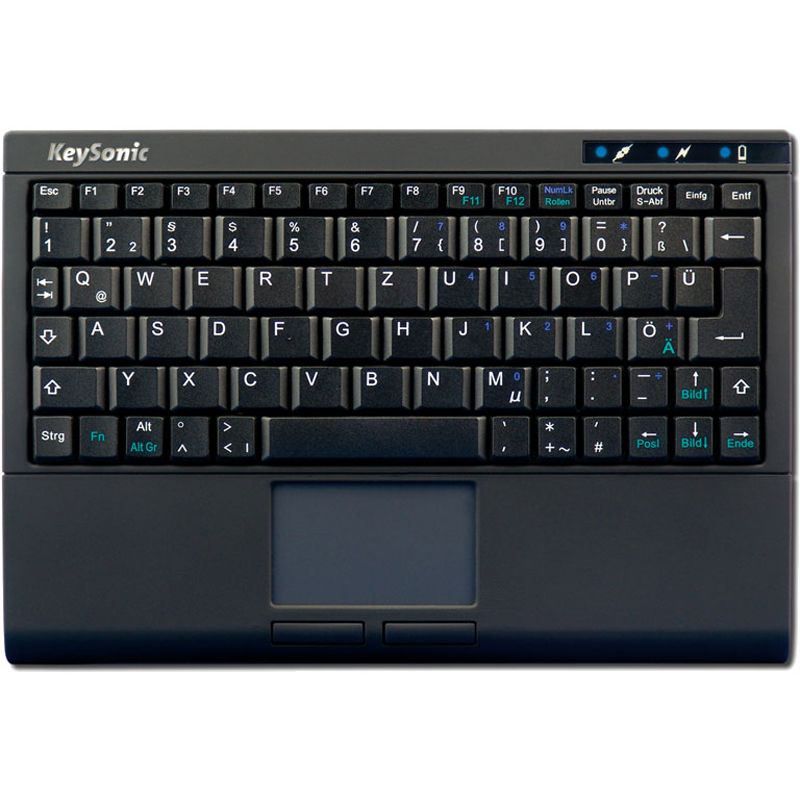 KeySonic ACK340BT Super Mini Touchpad Tastatur Schwarz Deutsch USB