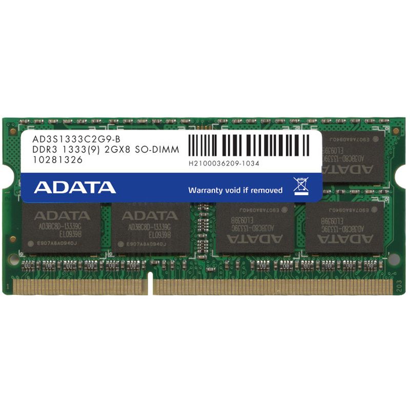 2GB ADATA Value DDR3-1333 SO-DIMM CL9 Single - SO DDR3-1333 (PC3-10666S ...