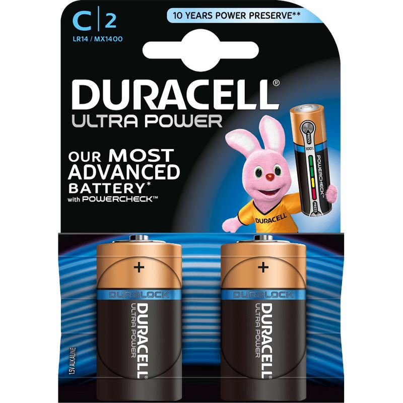 Duracell Ultra Power LR14 Alkaline C Baby Batterie 1.5 V 2er Pack