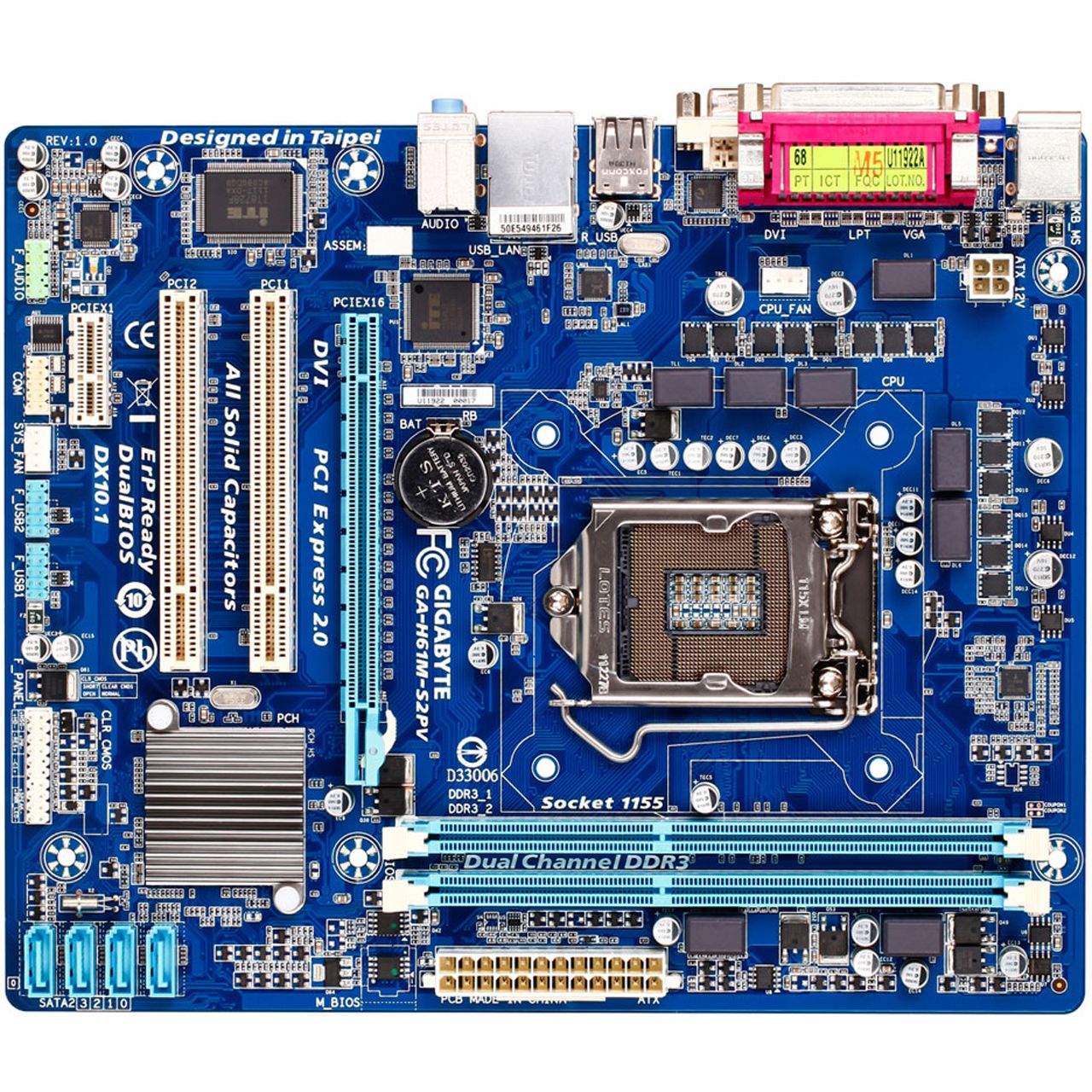Gigabyte GA-H61M-S2PV Intel H61 So.1155 Dual Channel DDR3 mATX Retail ...