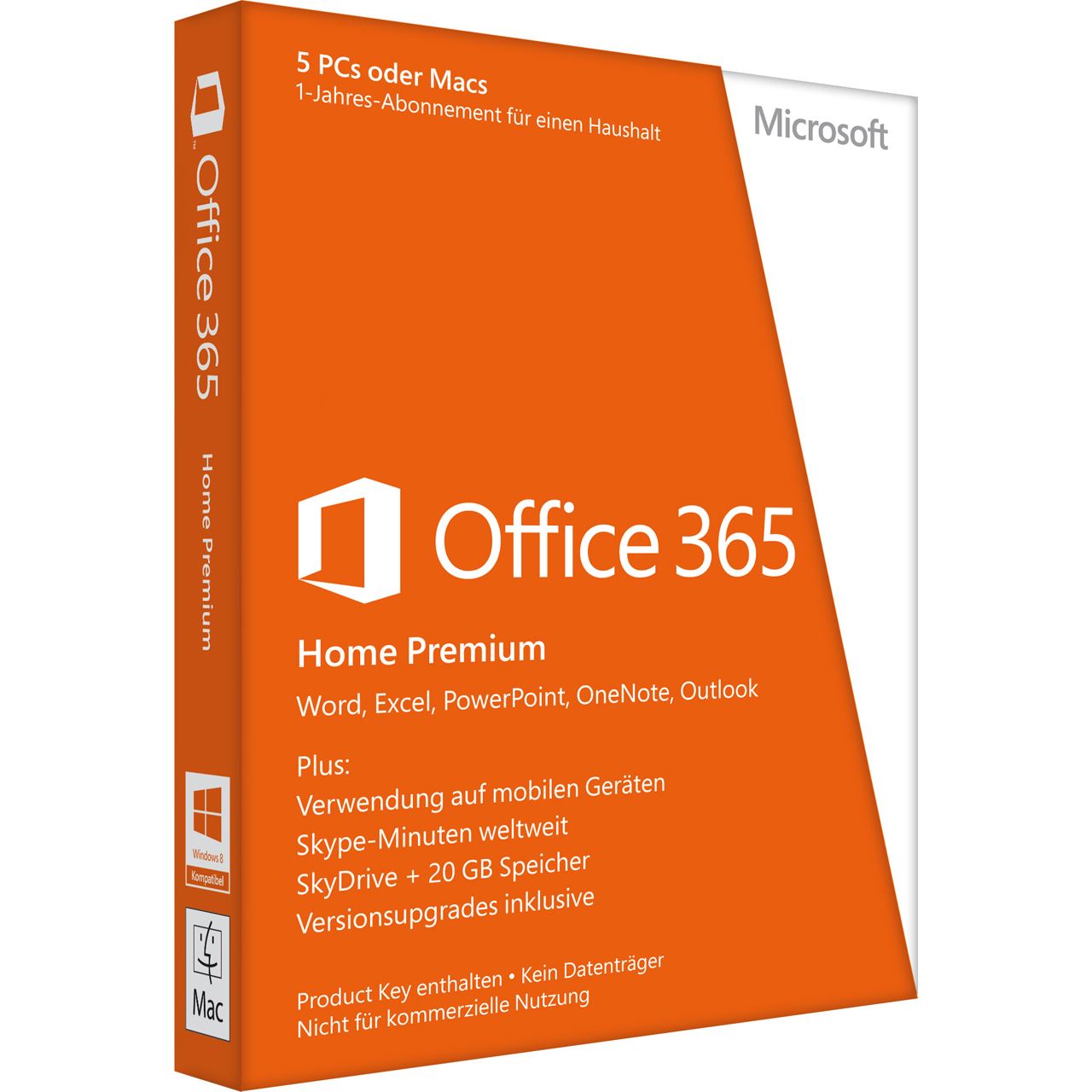 Microsoft Office 365 Home Premium 32/64 Bit Englisch 5 CPUs PC (PKC ...