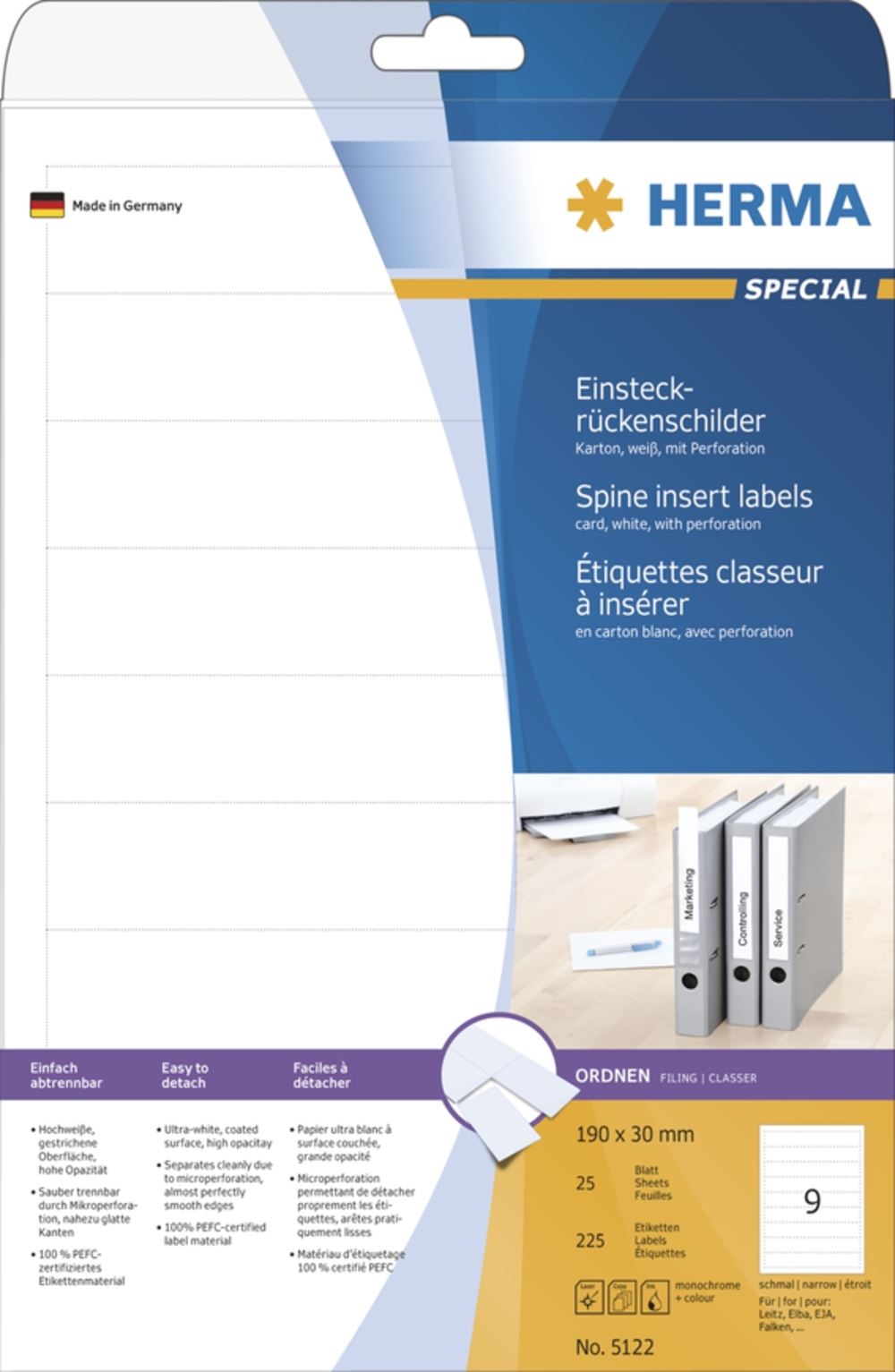 Herma 5122 Einstecketiketten 3.0x1.9 cm (25 Blatt (225 Etiketten))