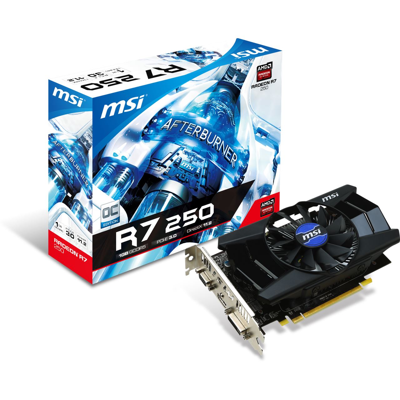 1GB MSI Radeon R7 250 OC Aktiv PCIe 3.0 x16 (Retail) - | Mindfactory.de