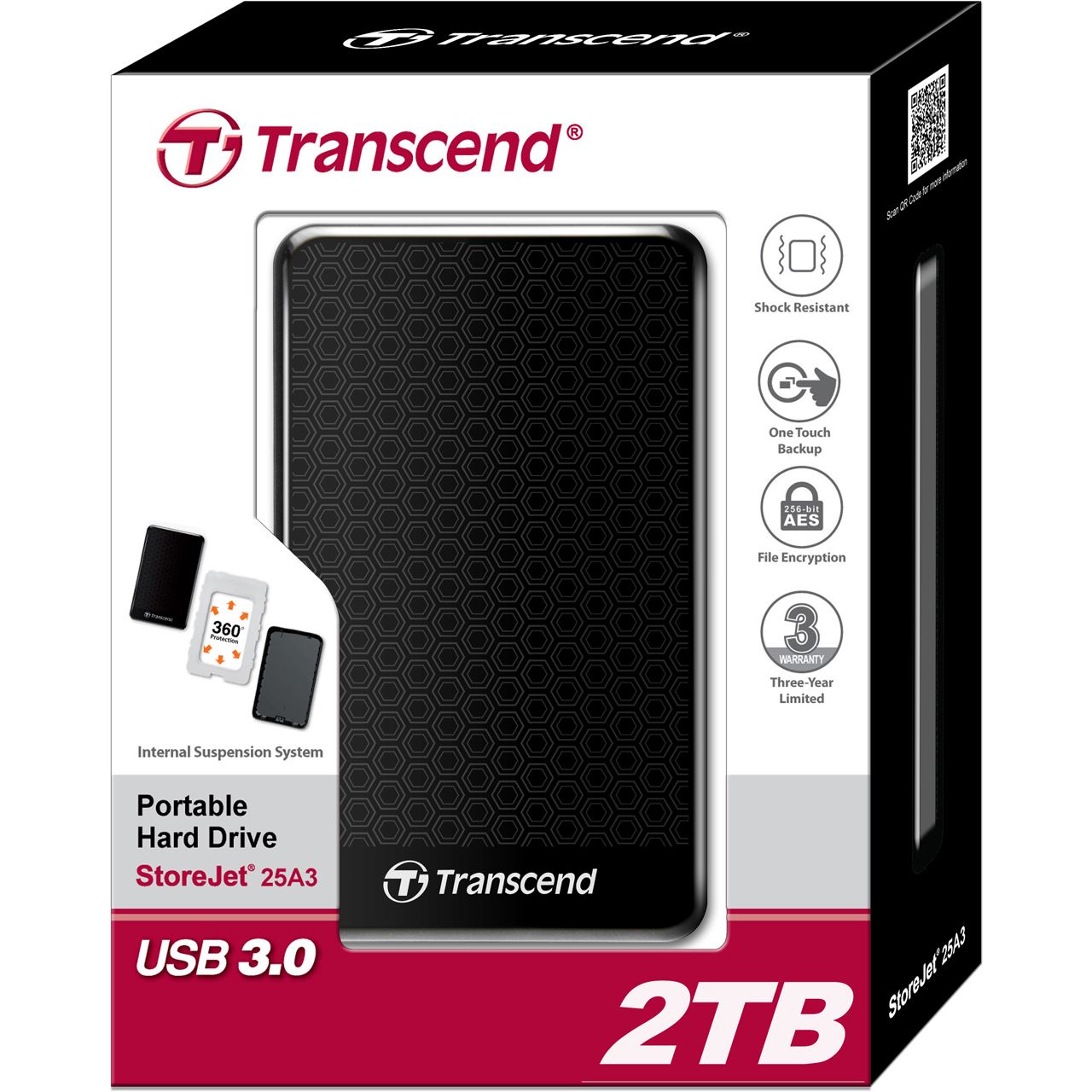 2TB Transcend StoreJet 25A3 TS2TSJ25A3K 2.5" (6.4cm) USB 3.0 schwarz ...