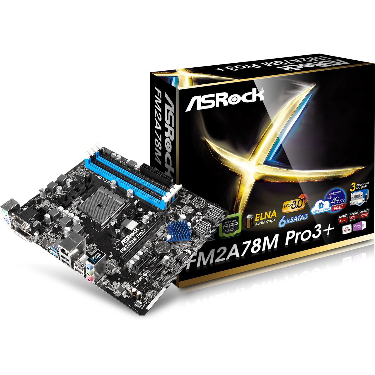 ASRock FM2A78M Pro3+ AMD A78 So.FM2+ Dual Channel DDR3 mATX Retail ...